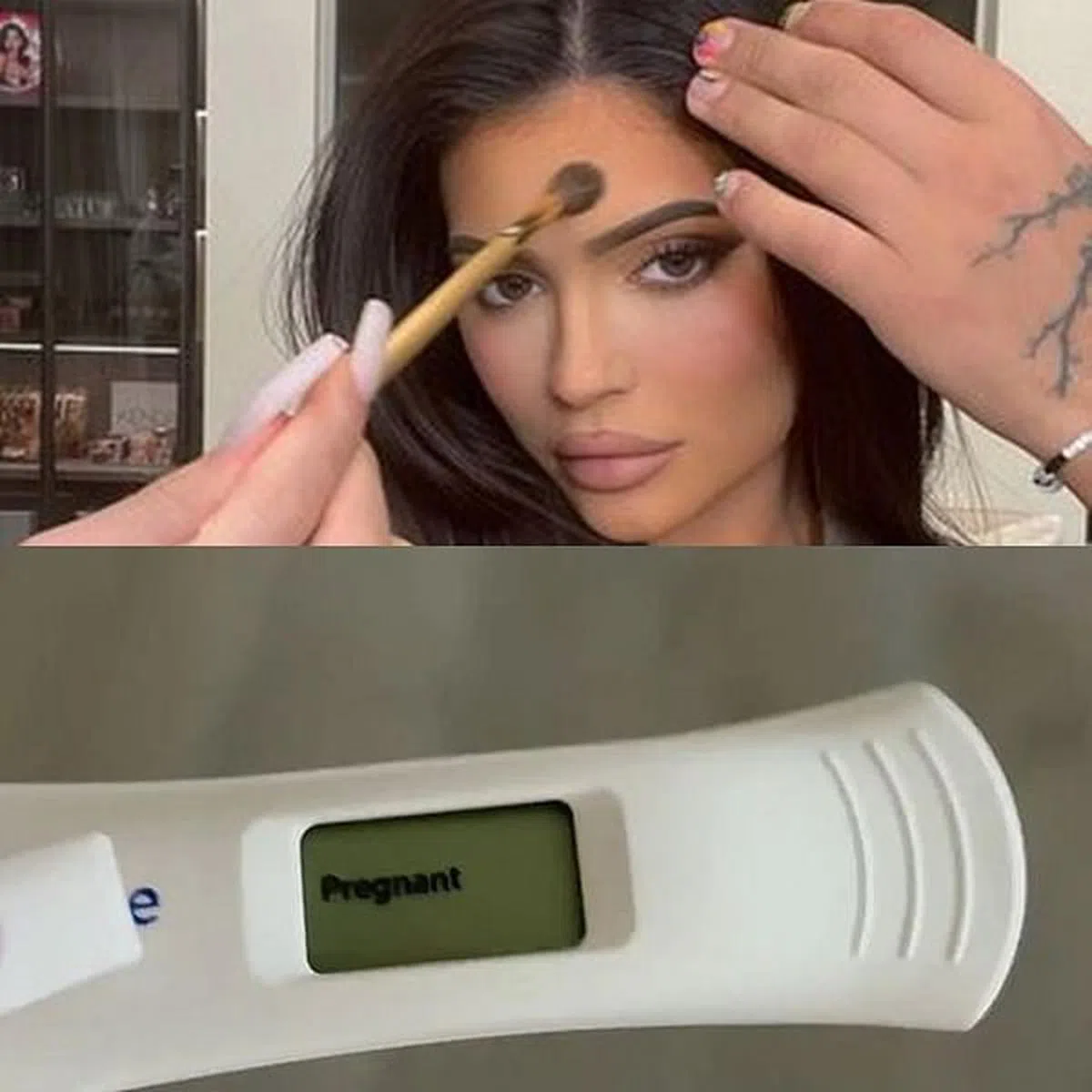 Kylie Jenner不必露面，凭验孕棒照片就获得第三名。（IG）