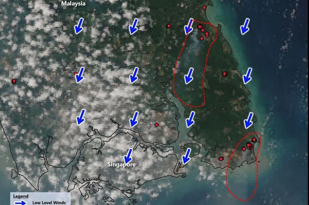 柔佛东部持续出现热点，本地星期二凌晨2时，东部地区的一小时PM2.5浓度达到每立方米69微克的偏高水平。