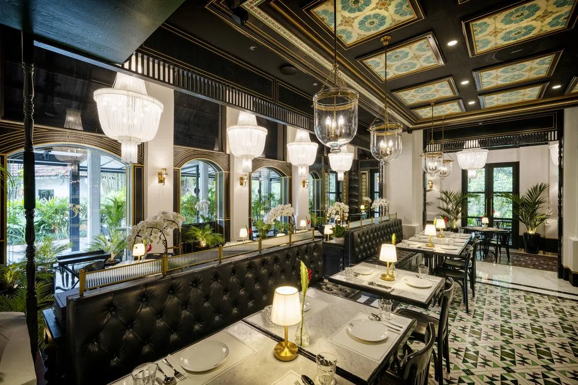 登布西的Violet Oon Singapore餐馆，娘惹风设计典雅。（餐馆提供）