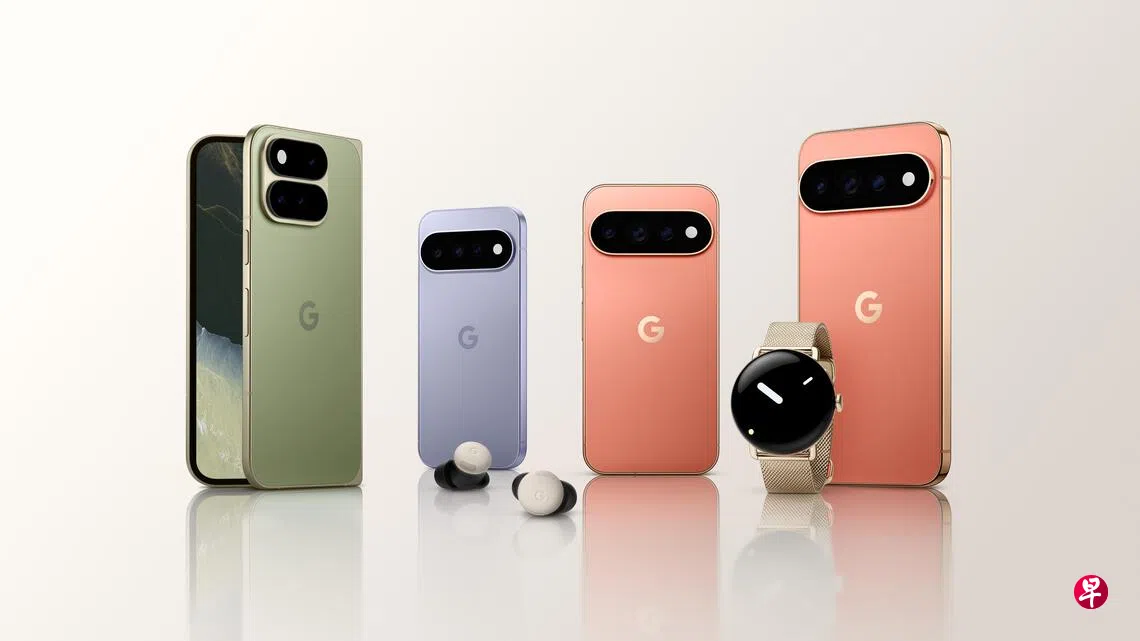 谷歌新手机系列包括Pixel 11 Pro Fold折叠手机（左起）、Pixel 11、Pixel 11 Pro、Pixel 11 Pro XL。 （厂商提供）
