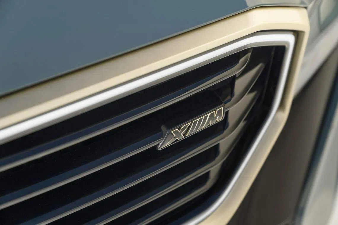 车鼻左侧格栅中的XM字样，突显车子的特性和驱动系统的力量。（车商提供）
