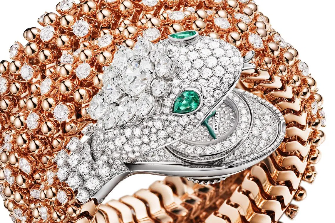 Serpenti Misteriosi Pallini腕表，搭载世界最小圆形机械机芯。（宝格丽提供）