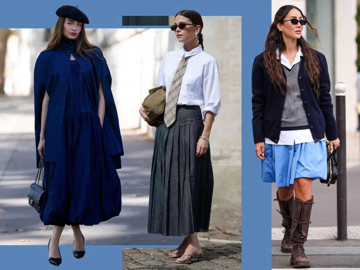 贝雷帽、长裙、叠搭，成为凸显“诗意美学风”穿搭的几个关键词。（互联网）