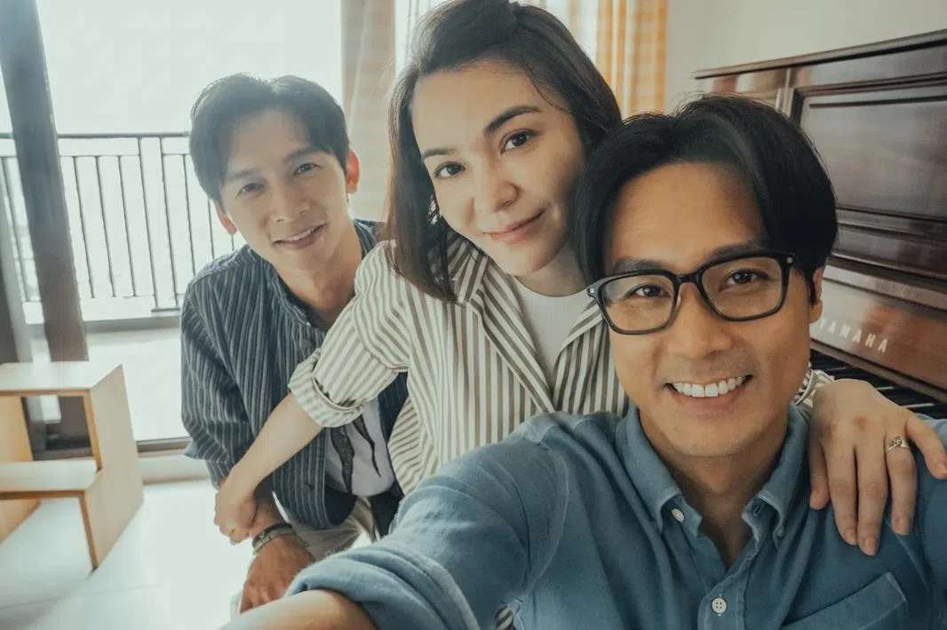 温升豪（左起）、张榕容和陈邦鋆在剧中是好友。（互联网）