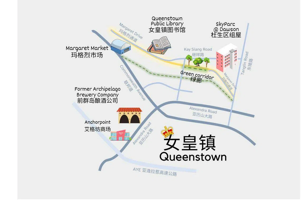 女皇镇居民何荣铭常当外地朋友的导览，这是他绘制的女皇镇步行散策图。（受访者绘制）