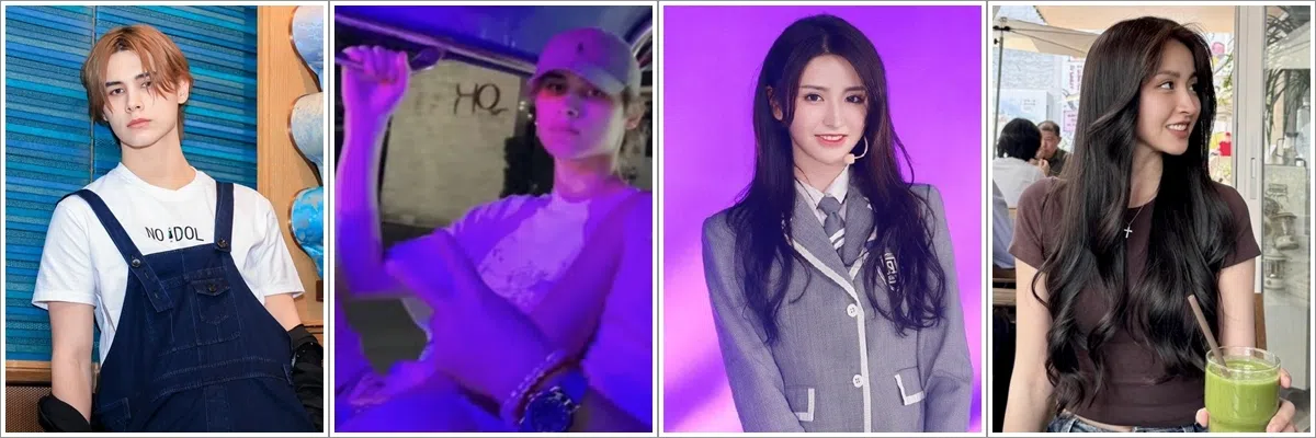 利路修（左一左二）最近在泰国旅行，金子涵（左三左四）退圈后精神气色好很多。（取自艺人微博、互联网）