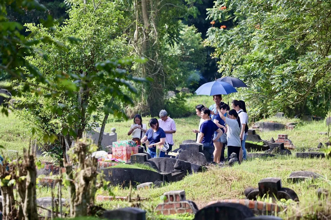 清明时节，新加坡华人举家前往墓园或骨灰塔，扫墓祭祖。（档案照片）