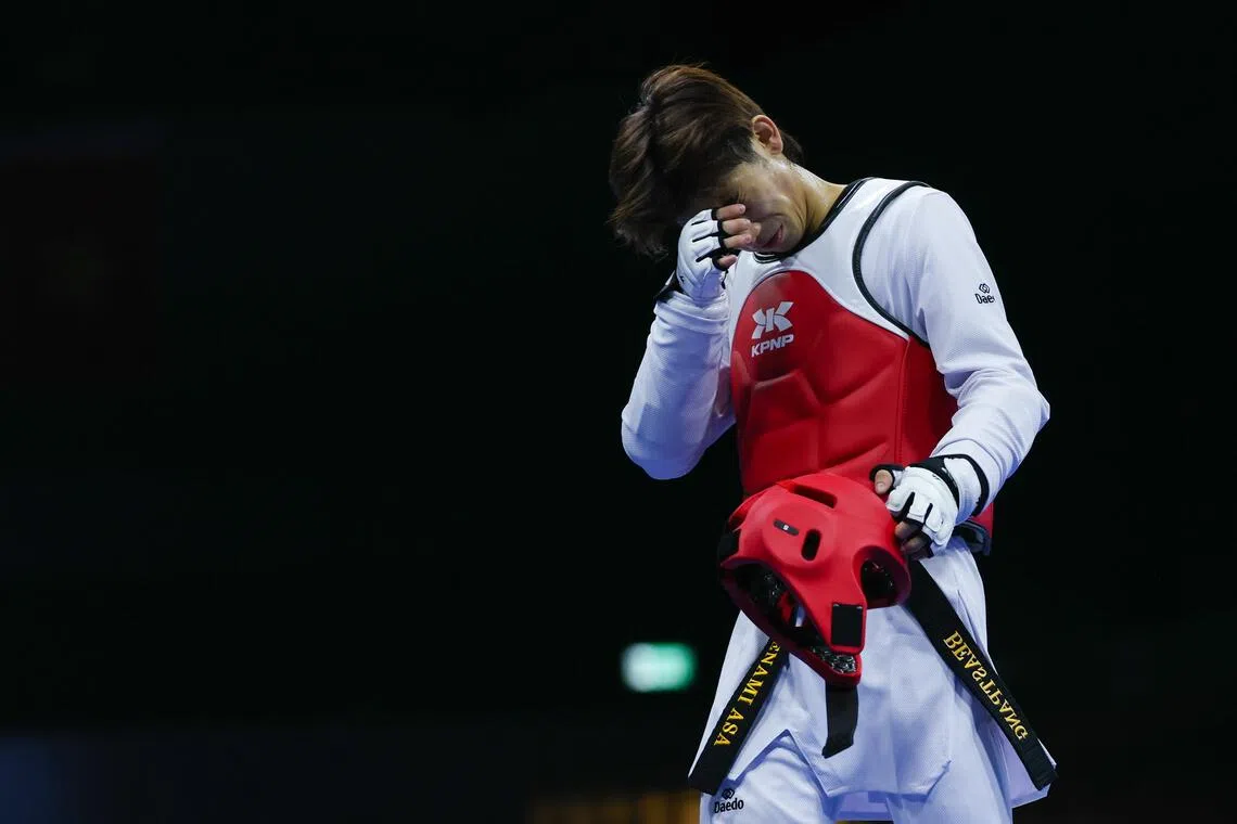 当计时停止、结果确定的那一刻，冯堇铭忍不住情绪。（白艳琳摄）