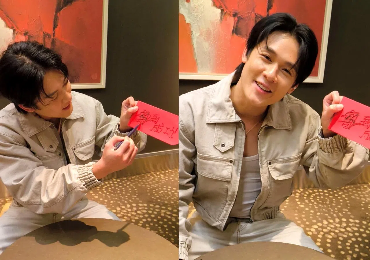 许瑞奇想画超跑法拉利的骏马标志，结果变成涂鸦。（钟雁龄摄）