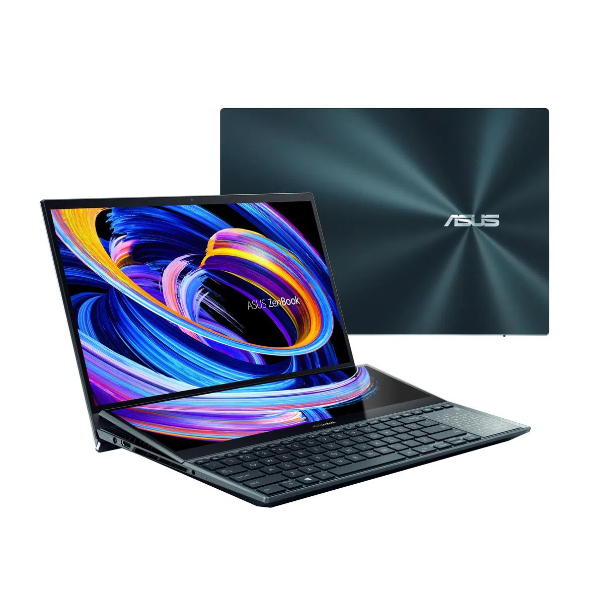 掀开笔电时，ScreenPad™ Plus会自动倾斜9.5度，带来更好的视觉飨宴，也有助于笔电散热。（图 / 华硕提供）