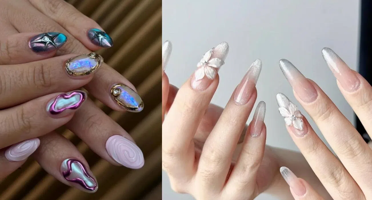 立体美甲突出重点，制造留白。（互联网）