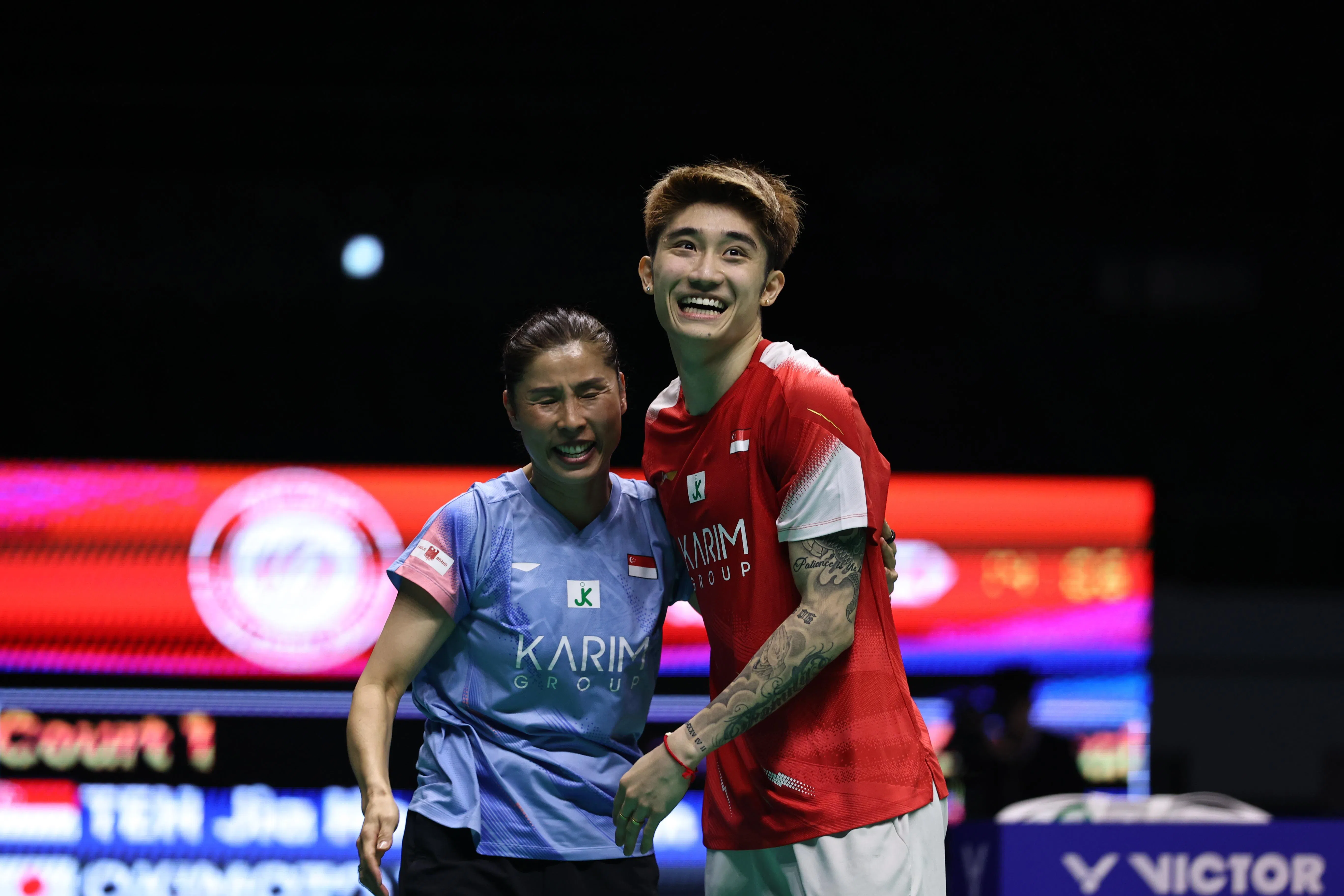 郑加恒（右）说，他夺冠后要和金志炫教练（左）等人好好吃顿晚餐，然后备战即将到来的日本熊本大师赛。（Badmintonphoto提供）