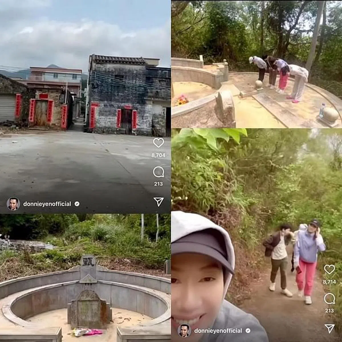 甄子丹一家四口回广东老家祭祖。（取自艺人IG）