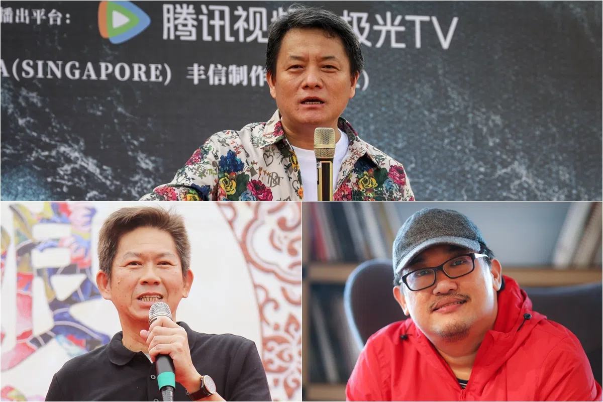 郭靖宇导演（上图）合作的新加坡编剧包括洪荣狄（下图左起）和巫培双。（档案照）