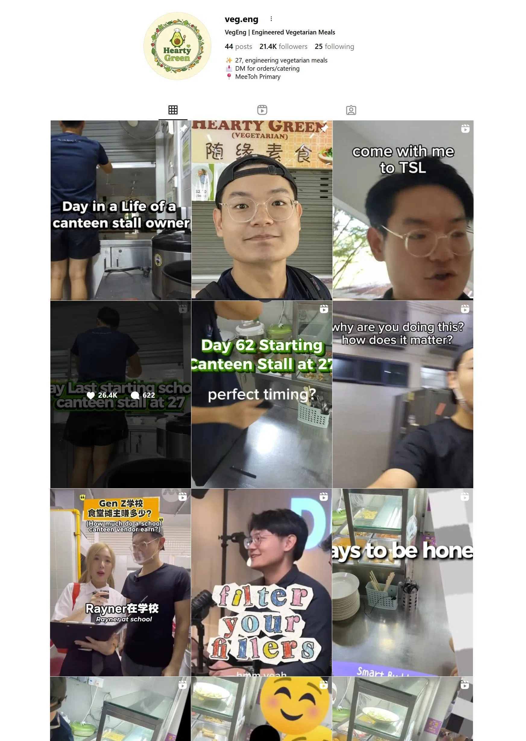 弥陀小学素食摊摊主在IG（@veg.eng）分享的内容生动有趣，更让人体会到好的食堂摊主能在学生的教育中扮演多么重要的角色。（翻拍自IG）