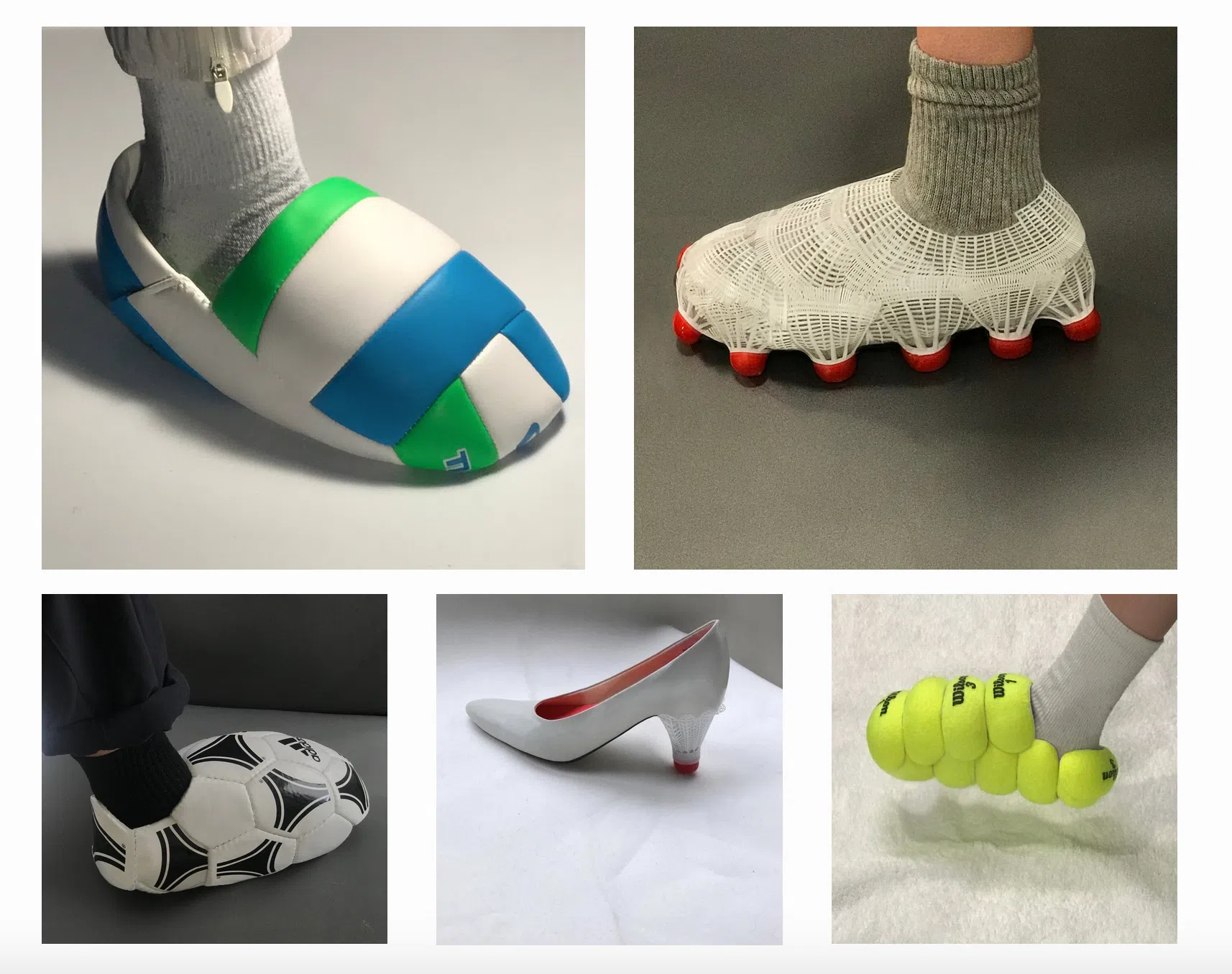 妮可·麦拉福林将各种不同的球变成鞋履，叫人脑洞大开。（互联网）