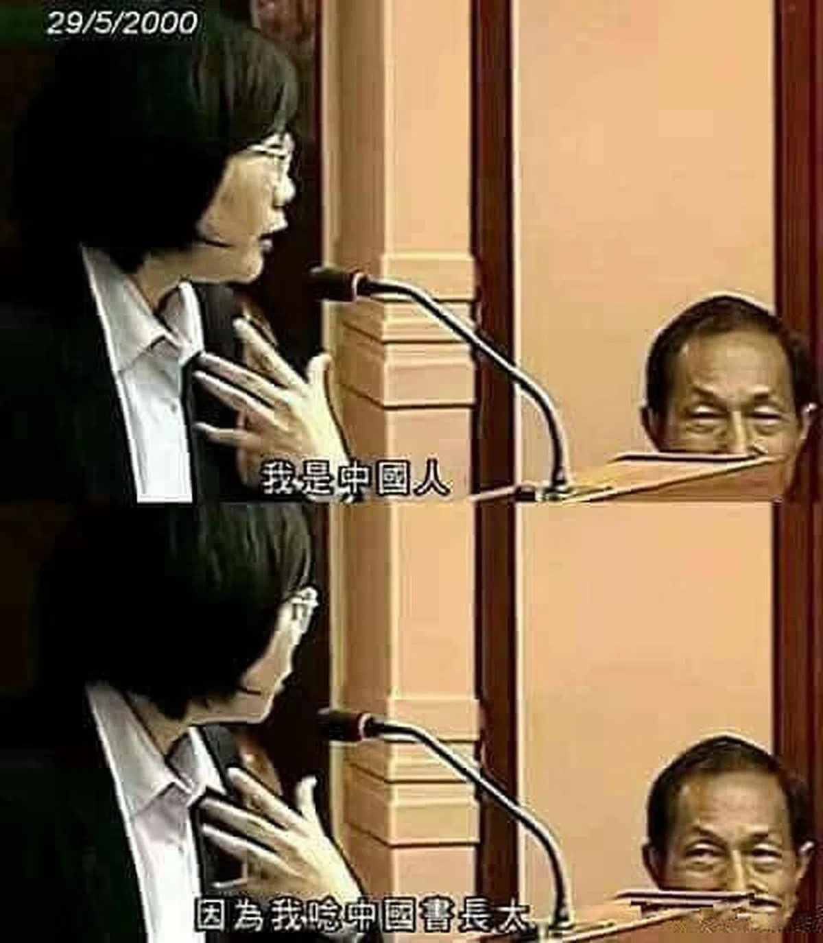 蔡英文曾在2000年在陆委会任职时，说过“我是中国人”这句话。（互联网）