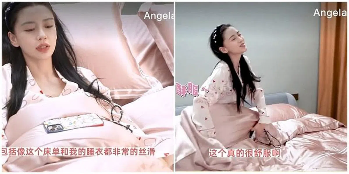 杨颖难得公开睡房。（视频截图）