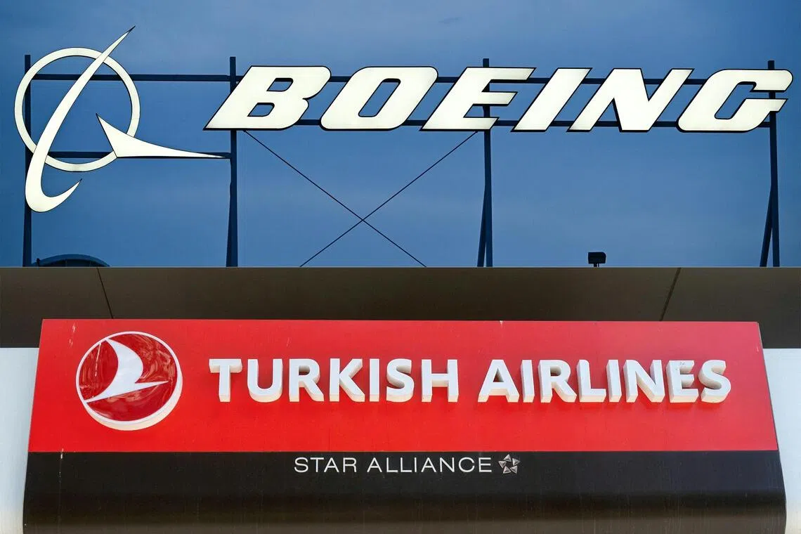 土耳其航空同意购买75架波音787双通道飞机，以及最多150架小型737 MAX单通道飞机。（法新社）