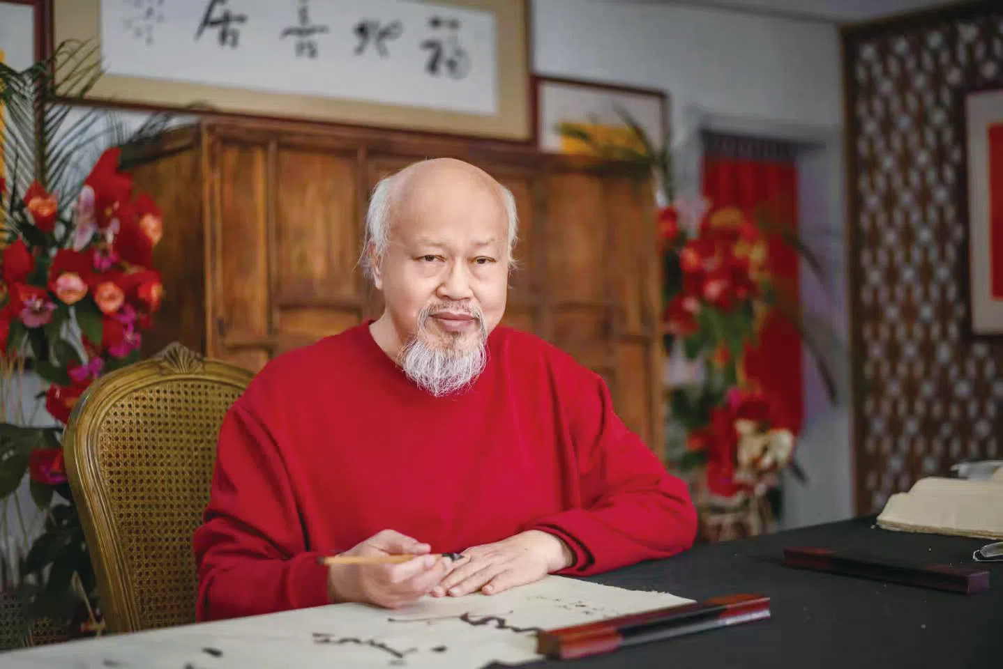 书法家丘程光举办第二次个人书法作品展“会心不远”。（受访者提供）