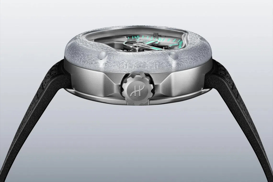 丹尼尔·阿尔轩设计的MP-17腕表，诠释“时间既是线性的流动，也是刹那间留下的痕迹”理念。（宇舶表提供）