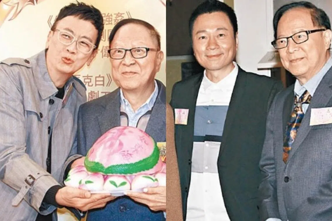 郑丹瑞（左图左）和黎耀祥（右图左）都曾和锺景辉结戏缘。（互联网）