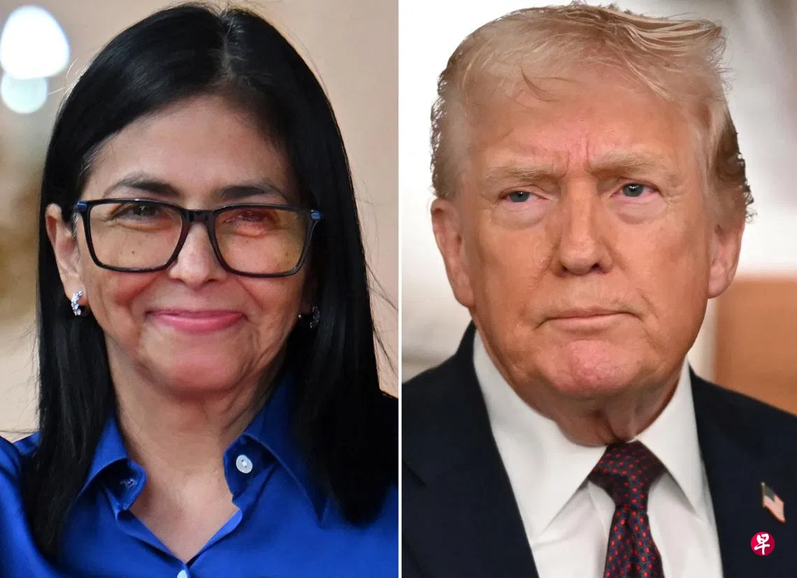 Image 16: 今年1月3日，美国总统特朗普（右）宣布对委内瑞拉展开军事行动，美军跨境抓捕了总统马杜罗。随后，委最高法院裁定由时任副总统罗德里格斯（左）出任临时总统，以维持政府运作。 （法新社）