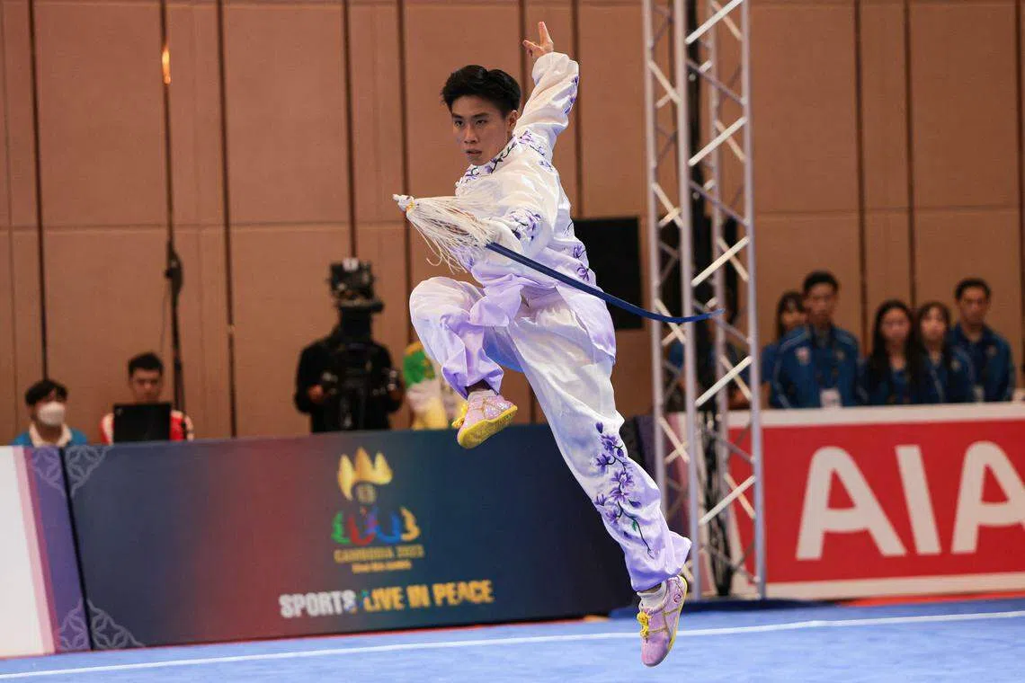 本届东运会太极拳和太极剑项目合并，但首次参赛的郑宇轩仍有亮眼表现，夺得银牌。（李冠卫摄）