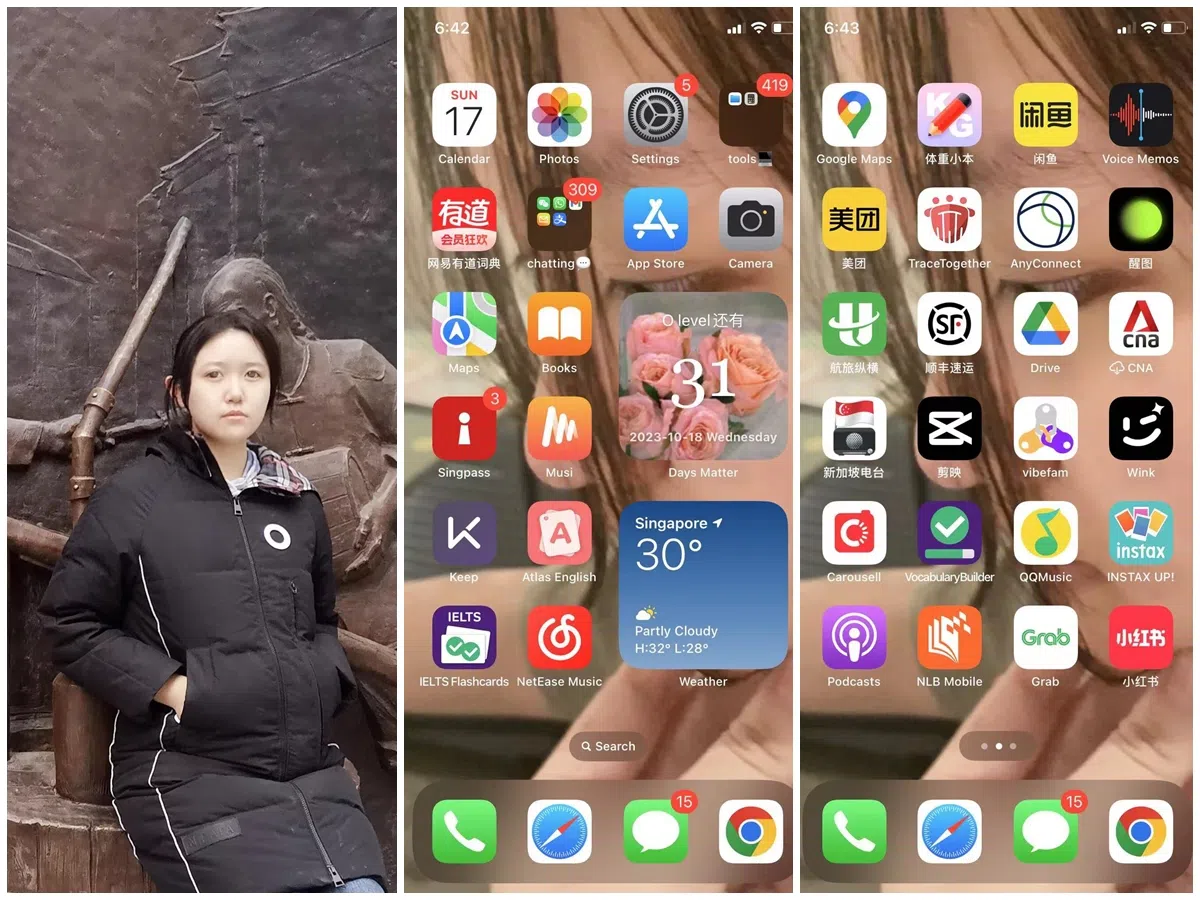 任研嘉随心所欲排列手机应用。（受访者提供）