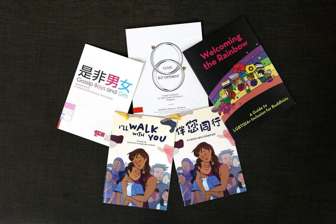 Transbefrienders集结许多关于跨性别者的书籍，包括本地数个组织为跨性别孩子的家长联合撰写的华文指南《伴您同行》。（龙国雄摄）