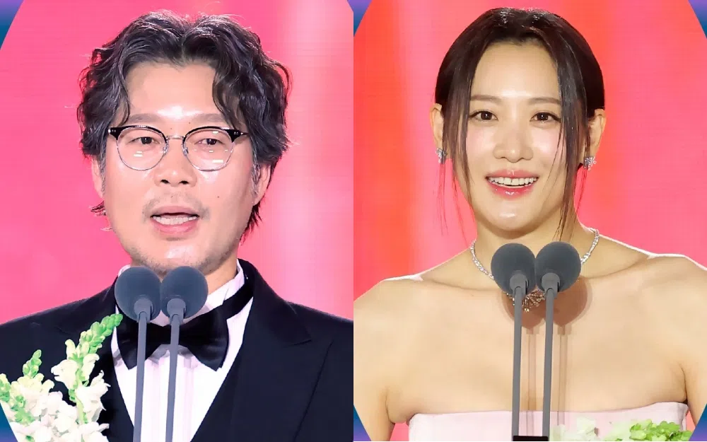 《幸福的国家》的刘宰明（左）、《普通家庭》的秀贤在“第61届百想艺术大赏”电影部门夺下最佳男女配角奖。（取自百想艺术大赏IG）