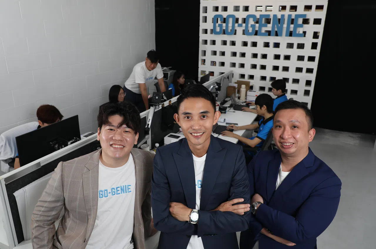 林益充（左起）、洪铭聪和林瑞安三人在合伙创业之前，各自都有自己的生意经历。（何炳耀摄）