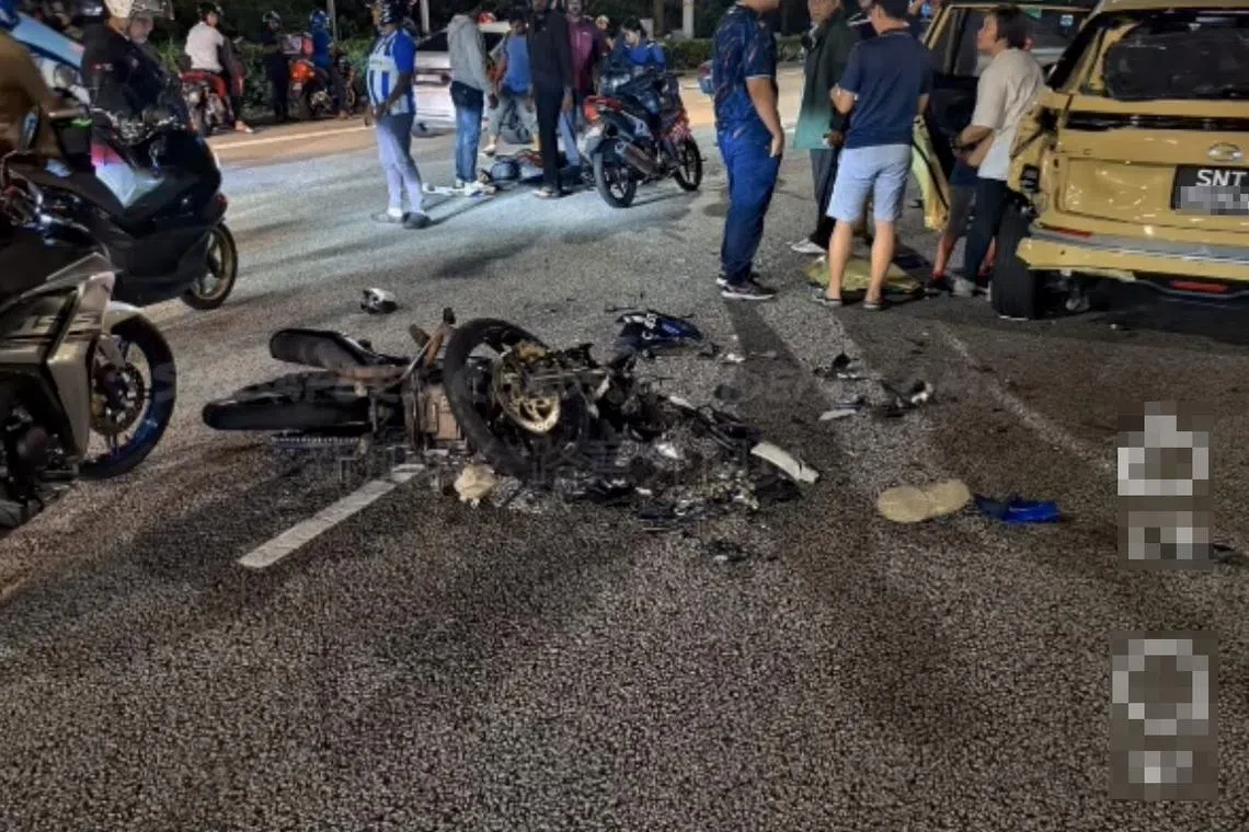 星期六凌晨的另一起车祸中，一名27岁男骑士受伤送院。（取自网络）