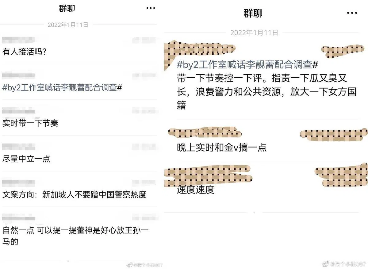 By2妹闺蜜指控李靓蕾买网军。（微博）