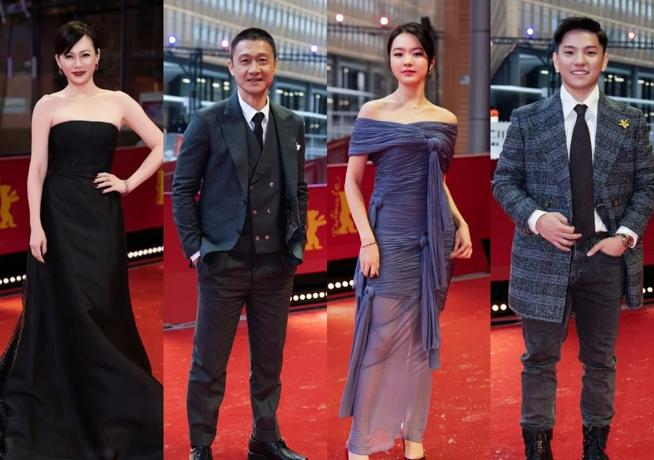 《我们不是陌生人》主要演员杨雁雁、林伟文、林詠谊和许家乐出席柏林影展首映礼前走红毯。（取自电影官网IG）