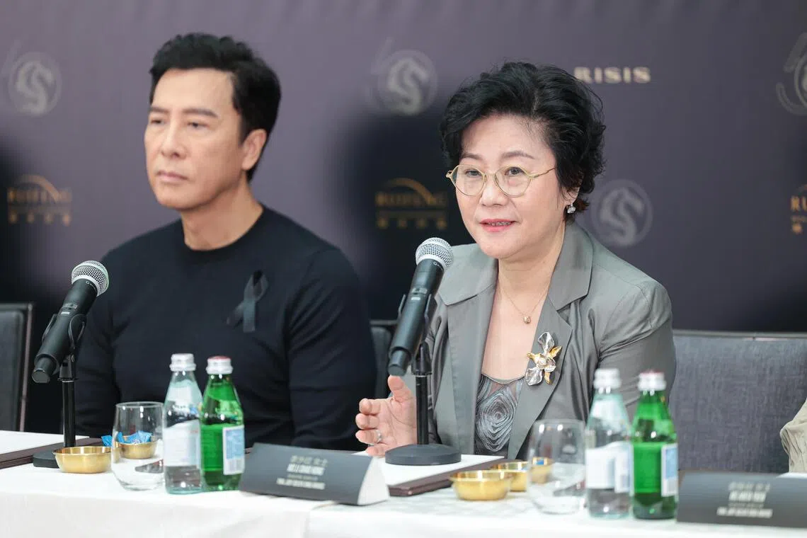 甄子丹（左）和李少红都不约而同说盼金狮大赏能让更多华语电影被看到。（李冠卫摄）