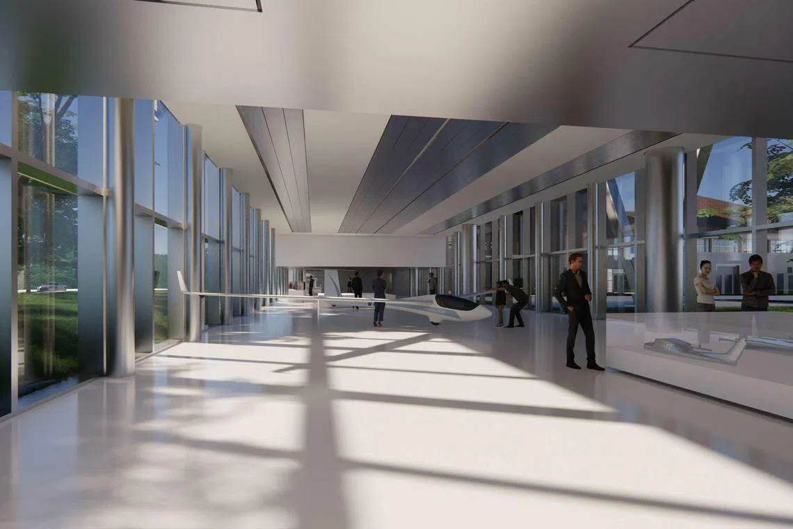 改造工程完成后，新设的航空展览馆（Aviation Gallery），可让公众了解本地航空业的历史与未来计划。（新加坡民航局构想图）