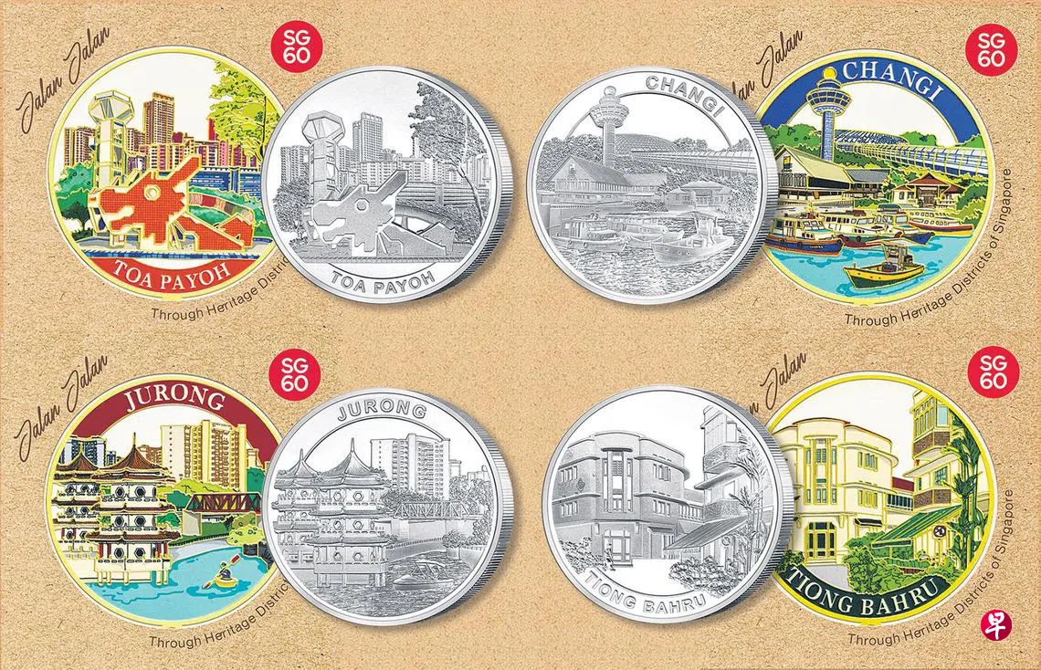 造币厂推出SG60纪念章和镀金书签“走走逛逛”本地街区| 联合早报