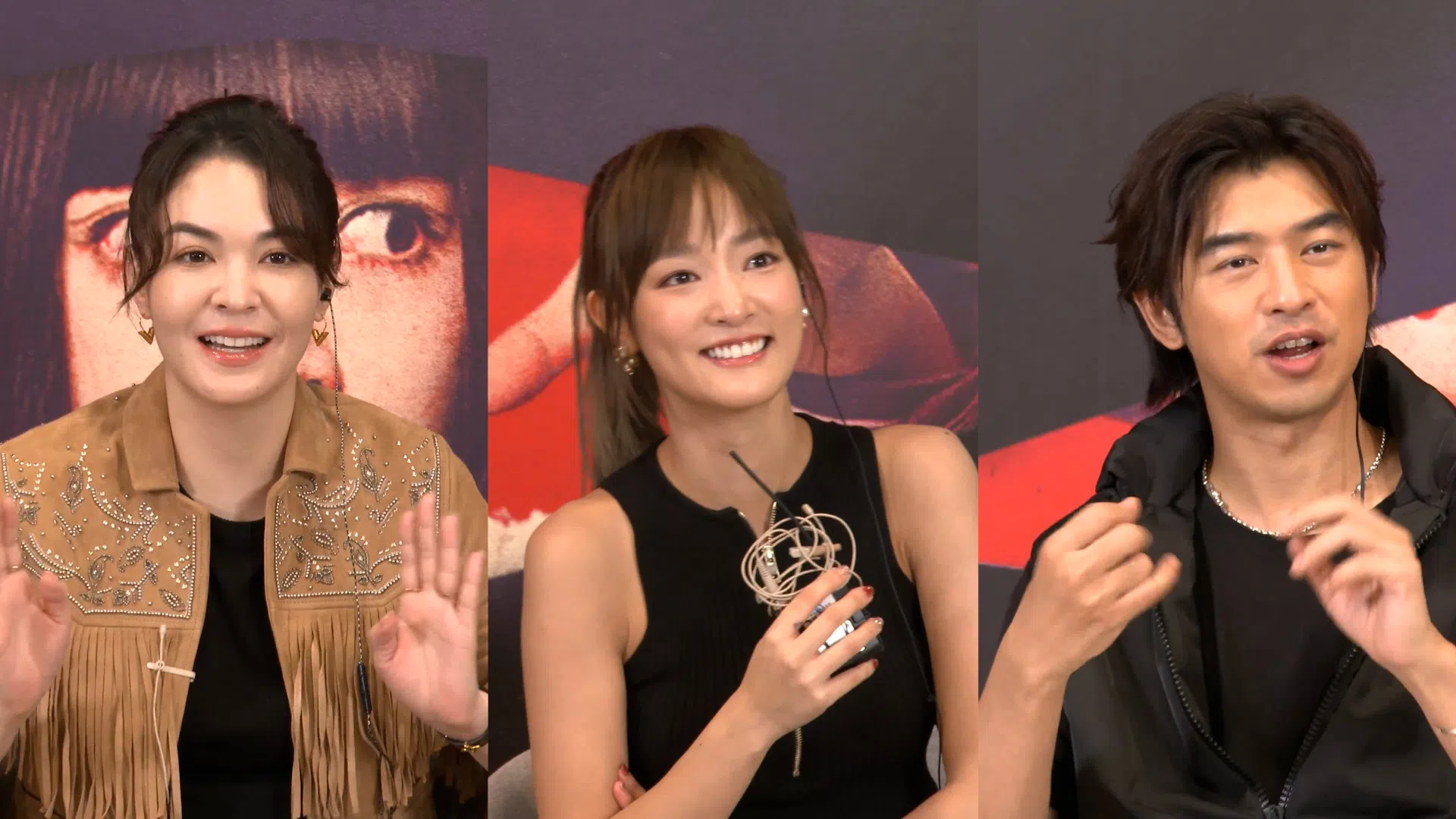 《鬼才之道》主演张榕容（左图起）、王净和陈柏霖接受本报线上访问。（视讯访问截图）