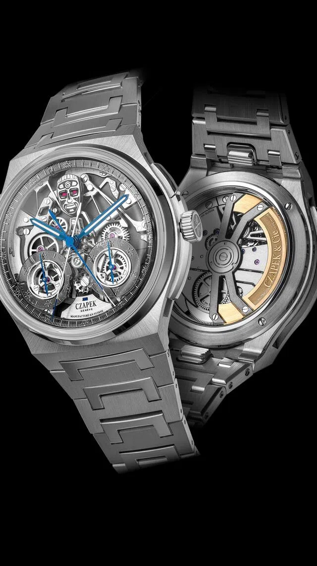 Czapek追针计时新作“R.U.R.”，将机器人形象注入42.5毫米表盘。（Czapek提供）