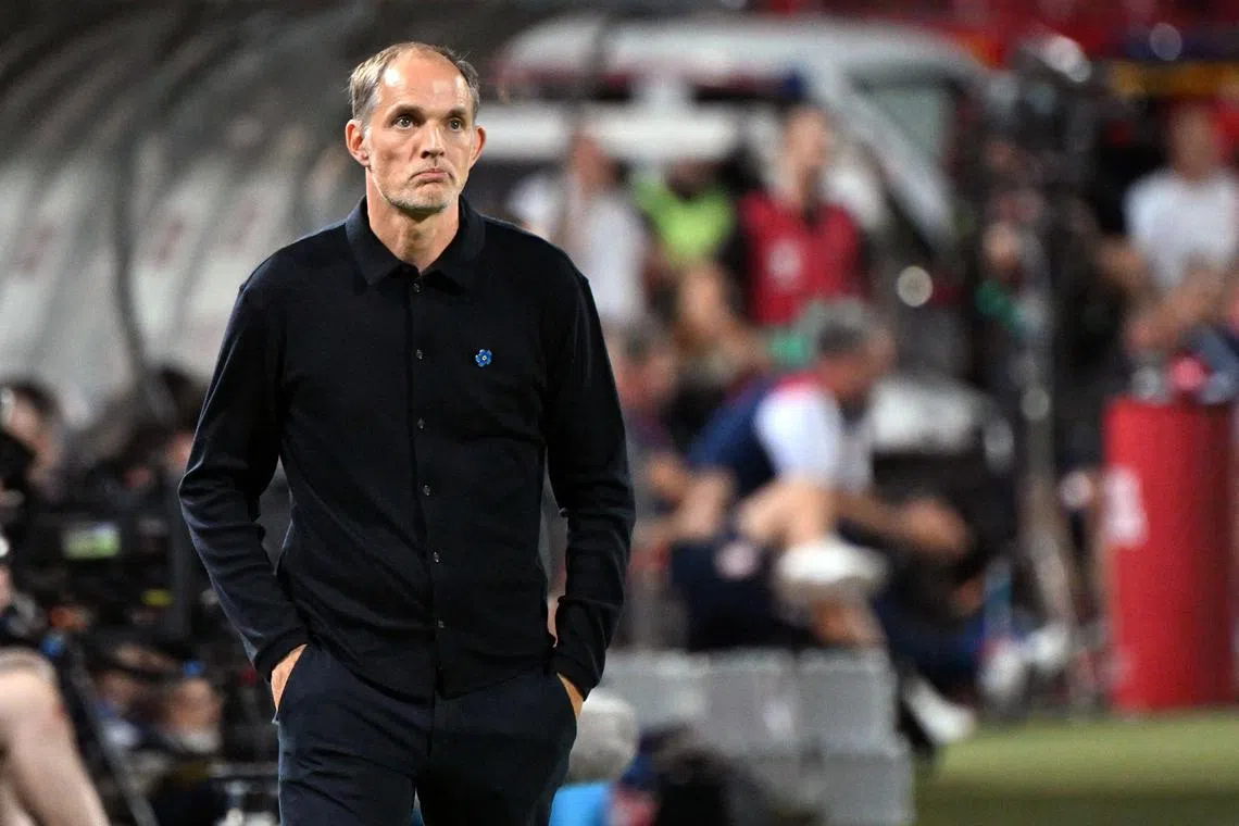 上场比赛艰难战胜安道尔后，图赫尔的带队能力曾受到质疑，但这场比赛他用大胜进行回应。（法新社）