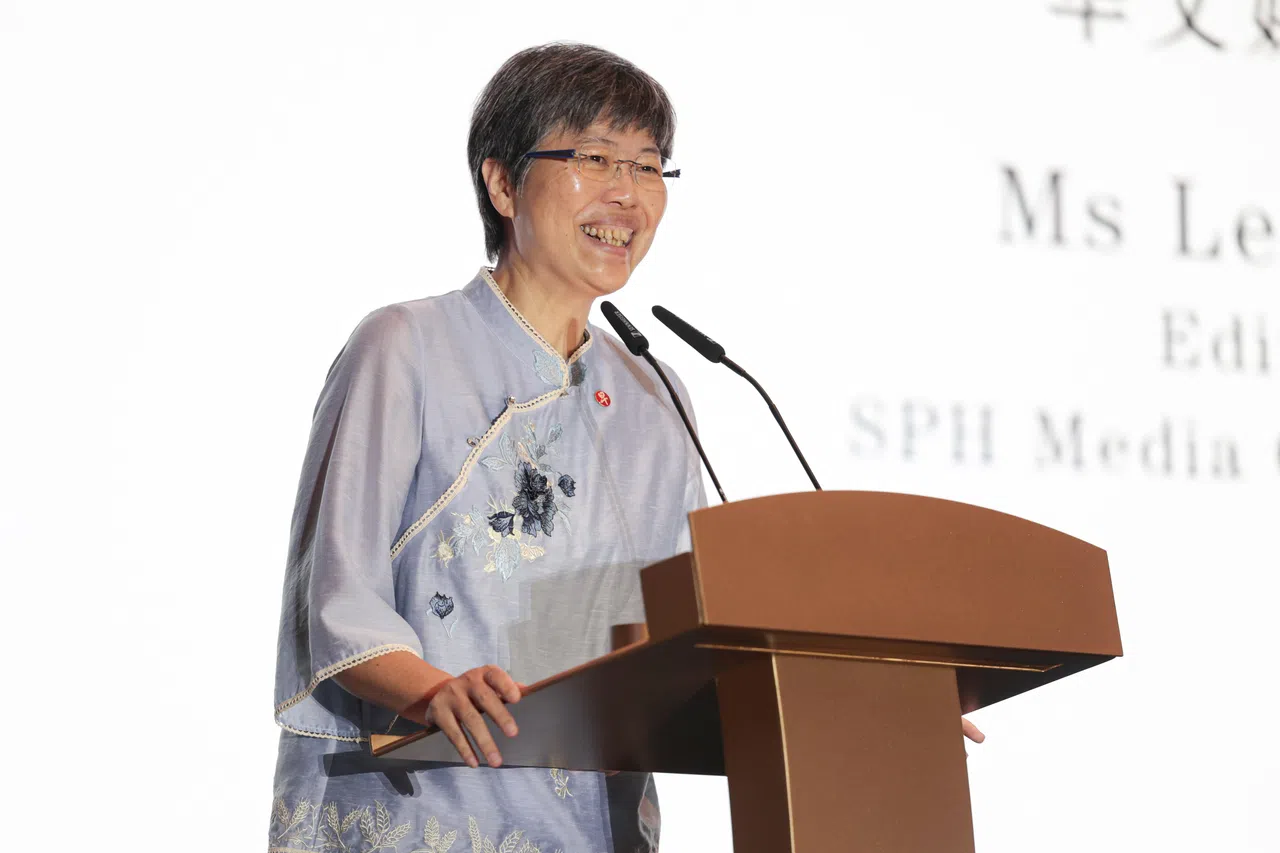 华文媒体集团社长李慧玲在活动上致辞时感谢华文教师培养一代一代学子。（李冠卫摄）