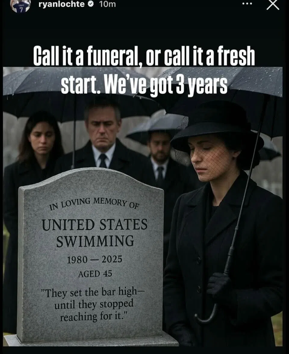 罗切特此前在社交媒体Instagram发布限时动态，表达自己对美国游泳前景的担忧。（互联网截图）