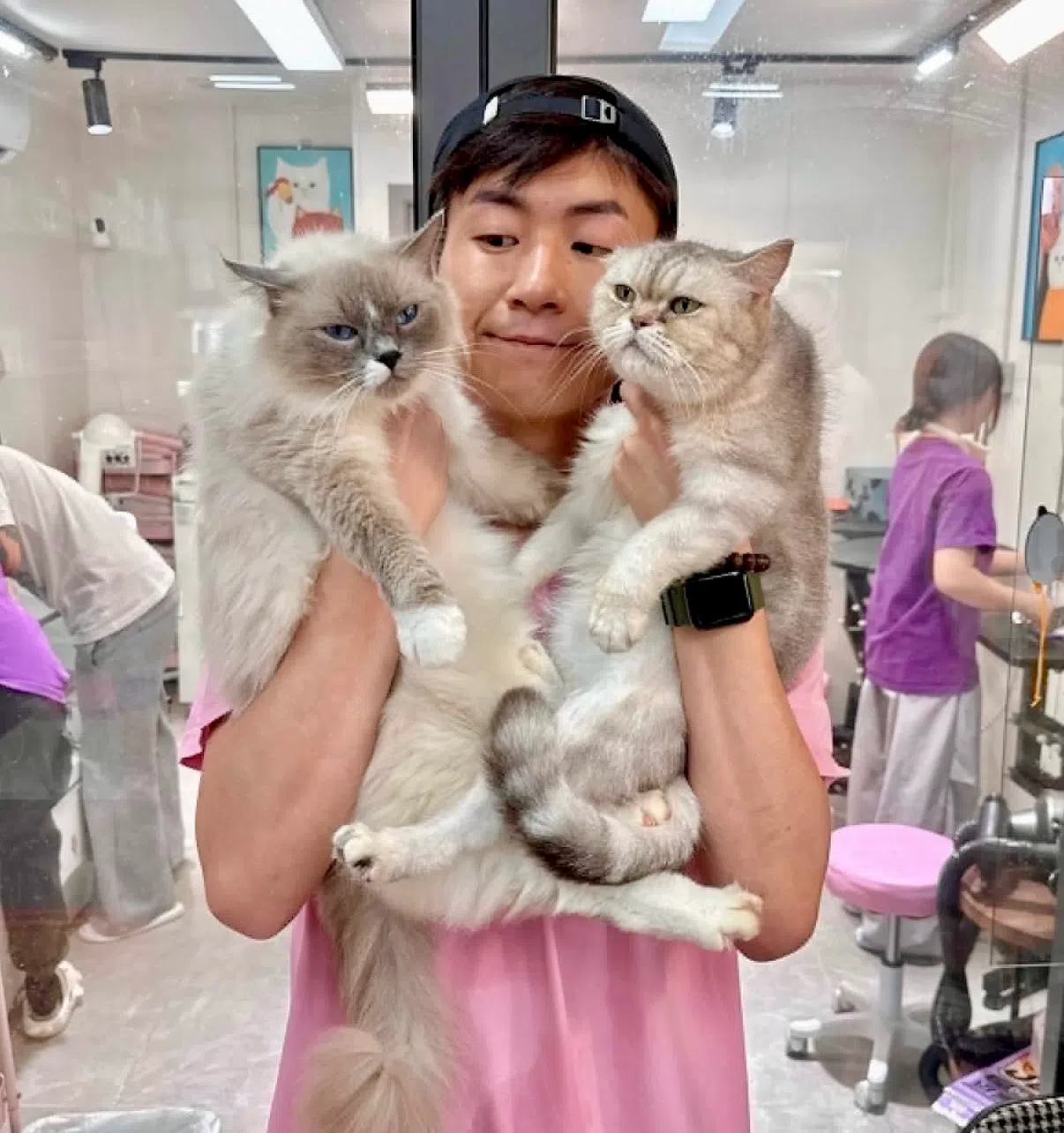 马贯东是宠物美容师及宠物美容学校老板之一，他经常在IG分享为小动物洗澡扮漂亮的视频。（取自艺人IG）