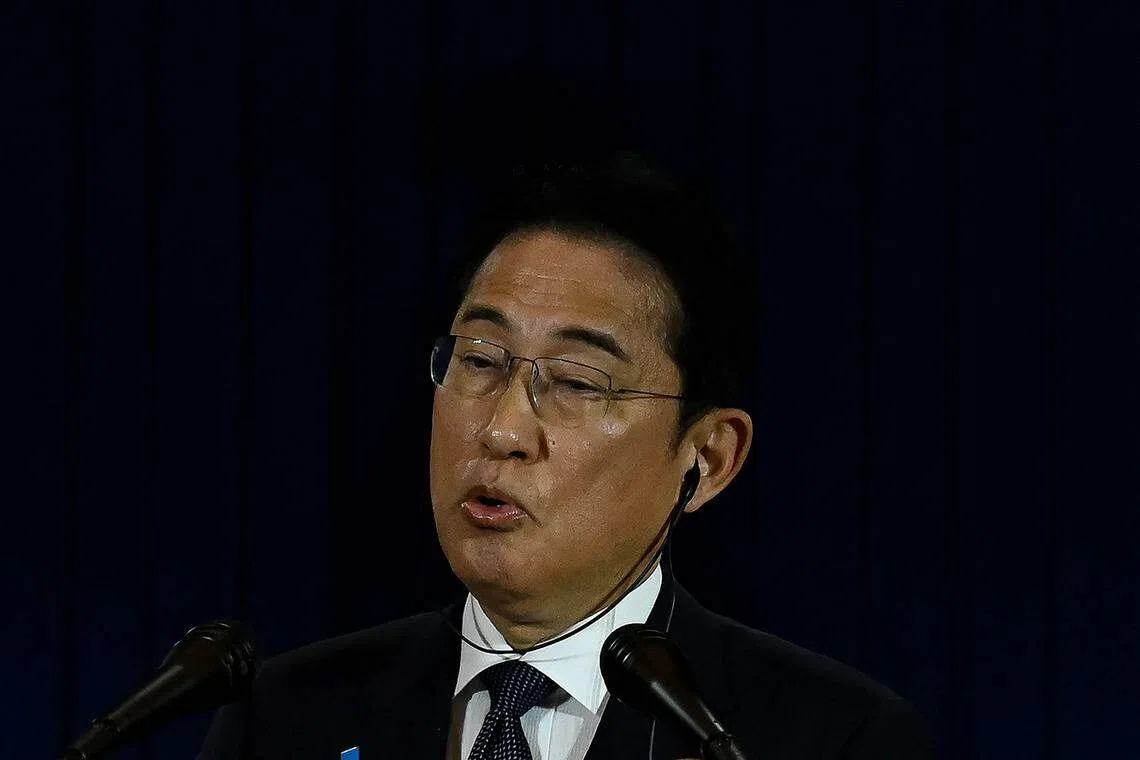 9月10日，岸田在新德里召开新闻发布会时说，“许多国家已经认为排水过程是安全和透明的”，各国对处理水安全排海的认知已“被进一步传播”。（法新社）