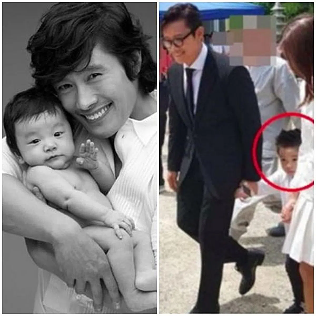 李炳宪儿子正脸曝光的次数极少，这是唯二的两次。（互联网）