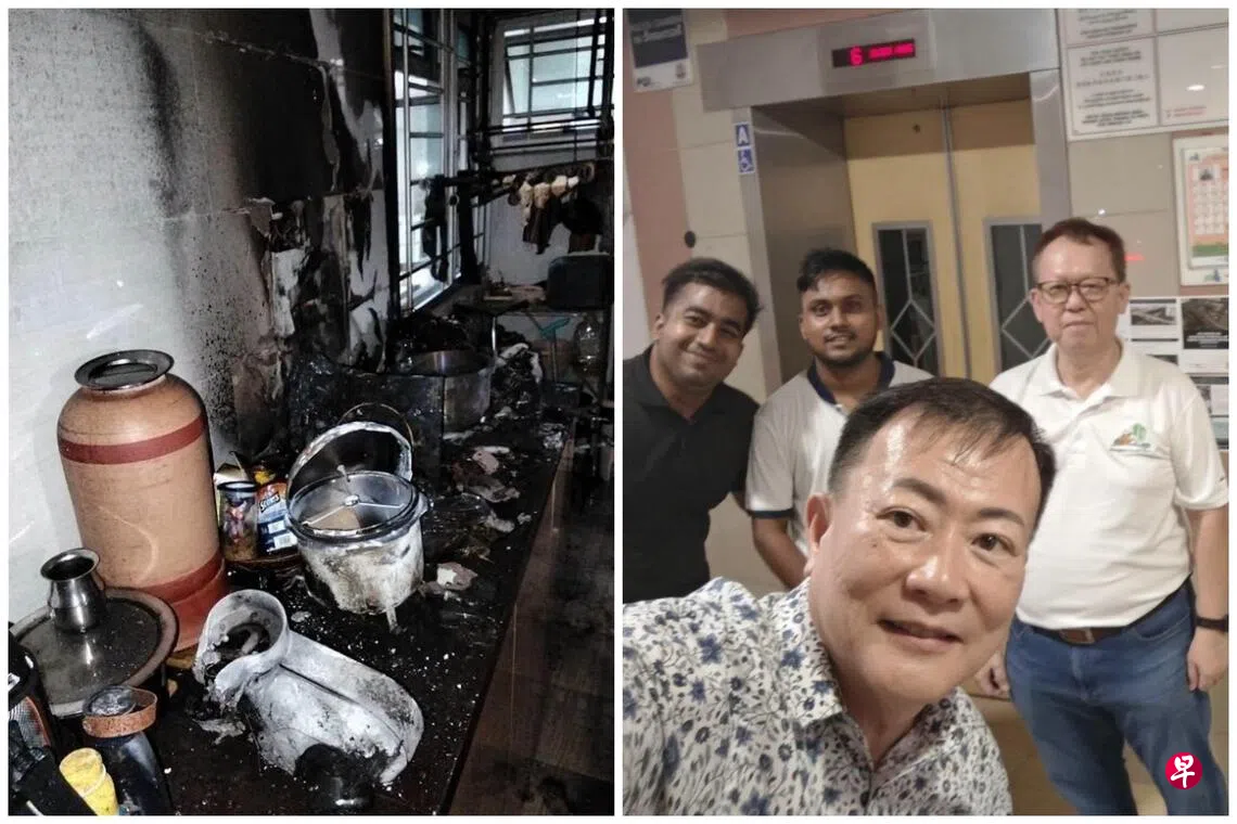 盛港组屋厨房起火冒浓烟 疑无线门铃插座短路引发