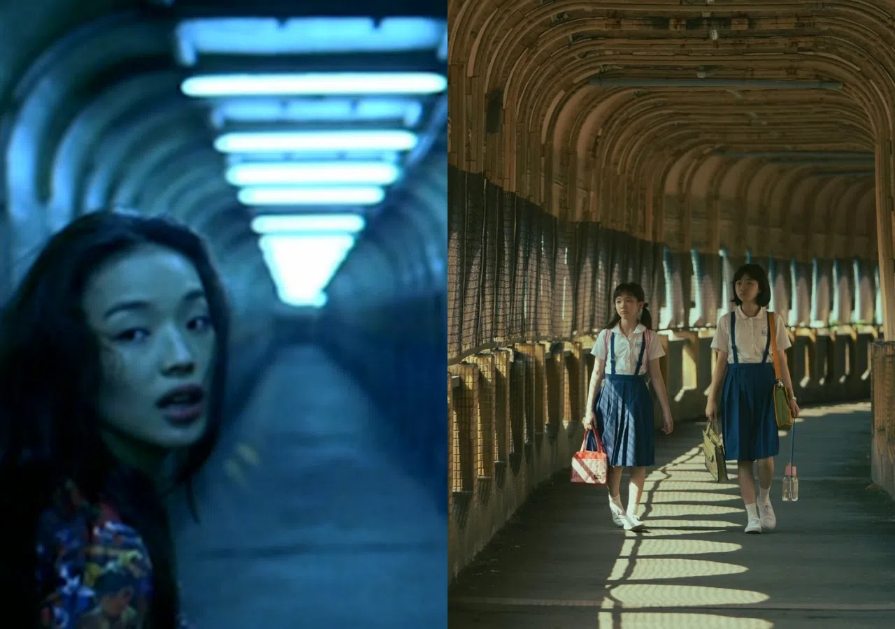 《女孩》的主景，就是舒淇（左图）当年拍侯孝贤电影《千禧曼波》时的天桥。（互联网）