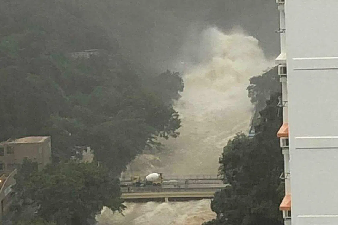香港城门河水患。（范玉玲摄）