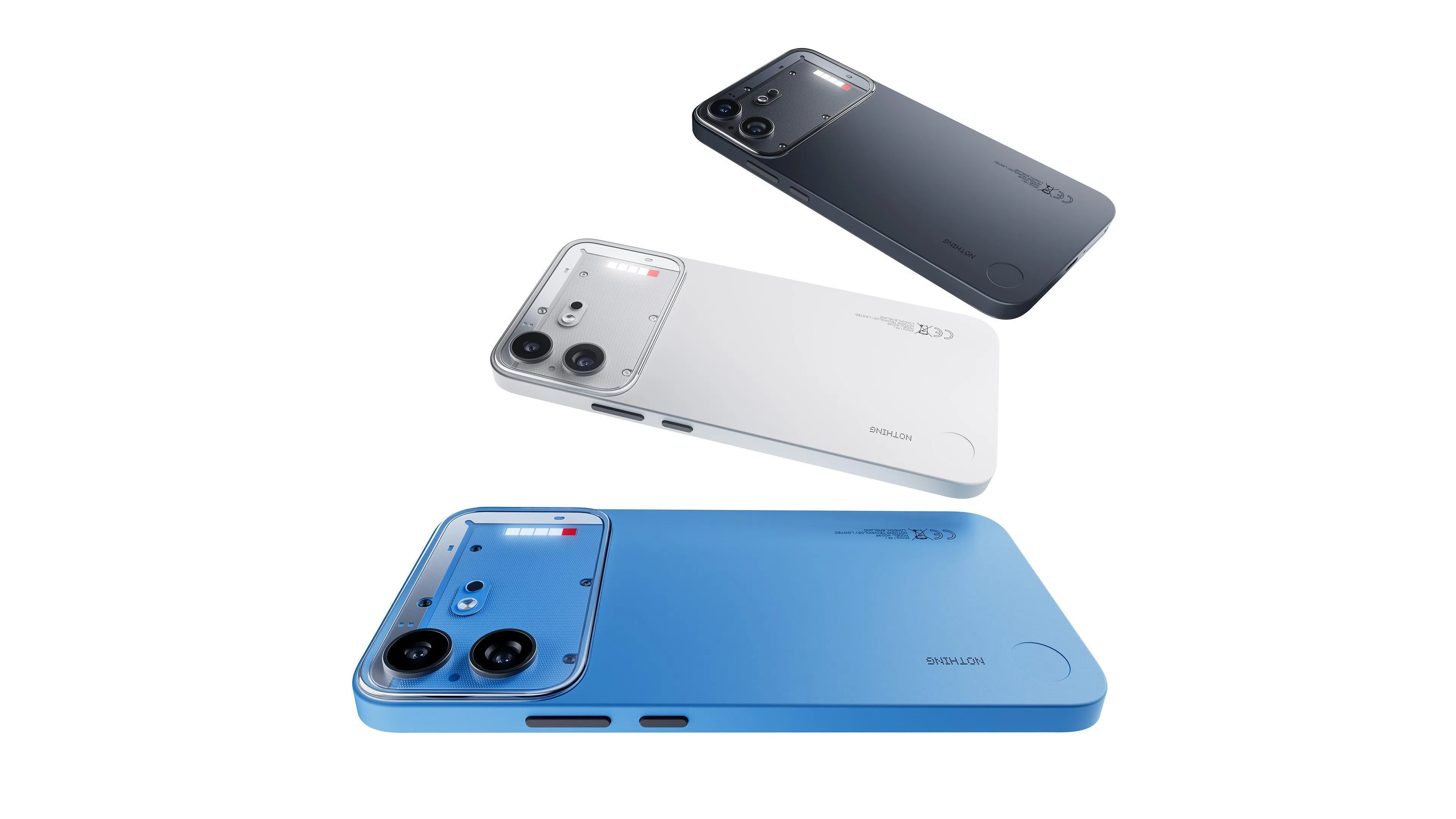 Nothing Phone (4b)有黑、白、鲜蓝三种配色。（厂商提供）